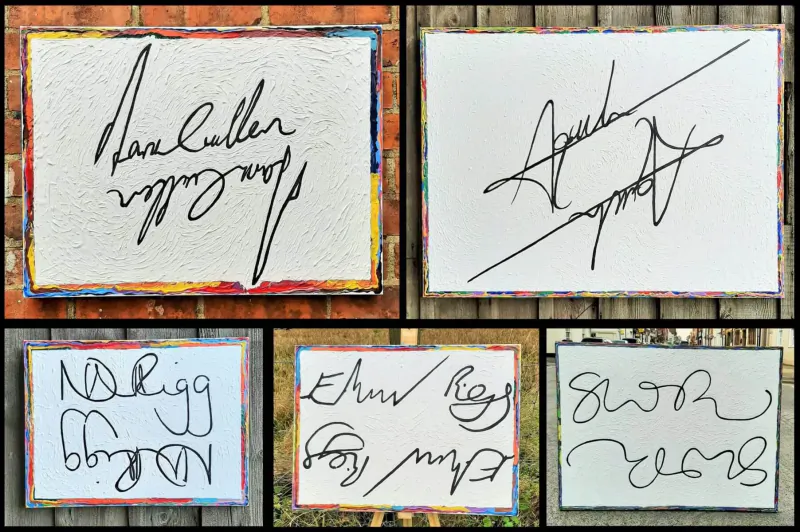 Gallery of Signed99 unique signed portraits: Dan Cullen, April, ND Riggs, Ewan Boy my, Sarah Lene